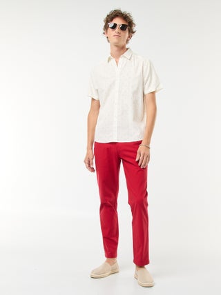 Pantalon chino en twill de coton stretch uni