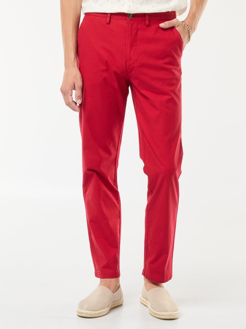 Pantalon chino en twill de coton stretch uni - Kiabi