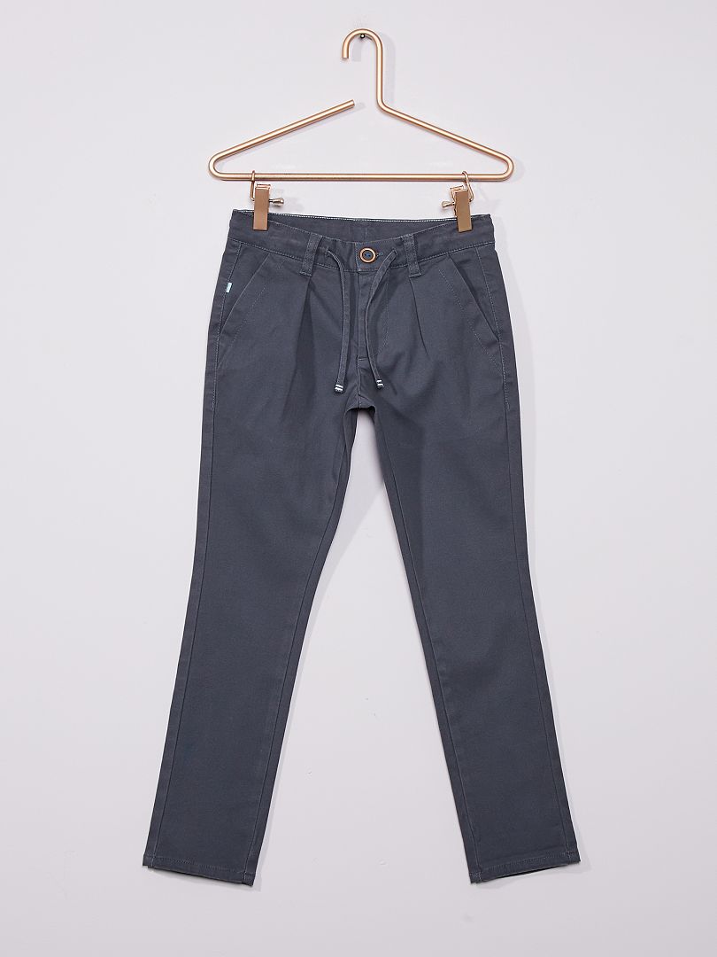 Pantalon chino en twill gris/bleu - Kiabi