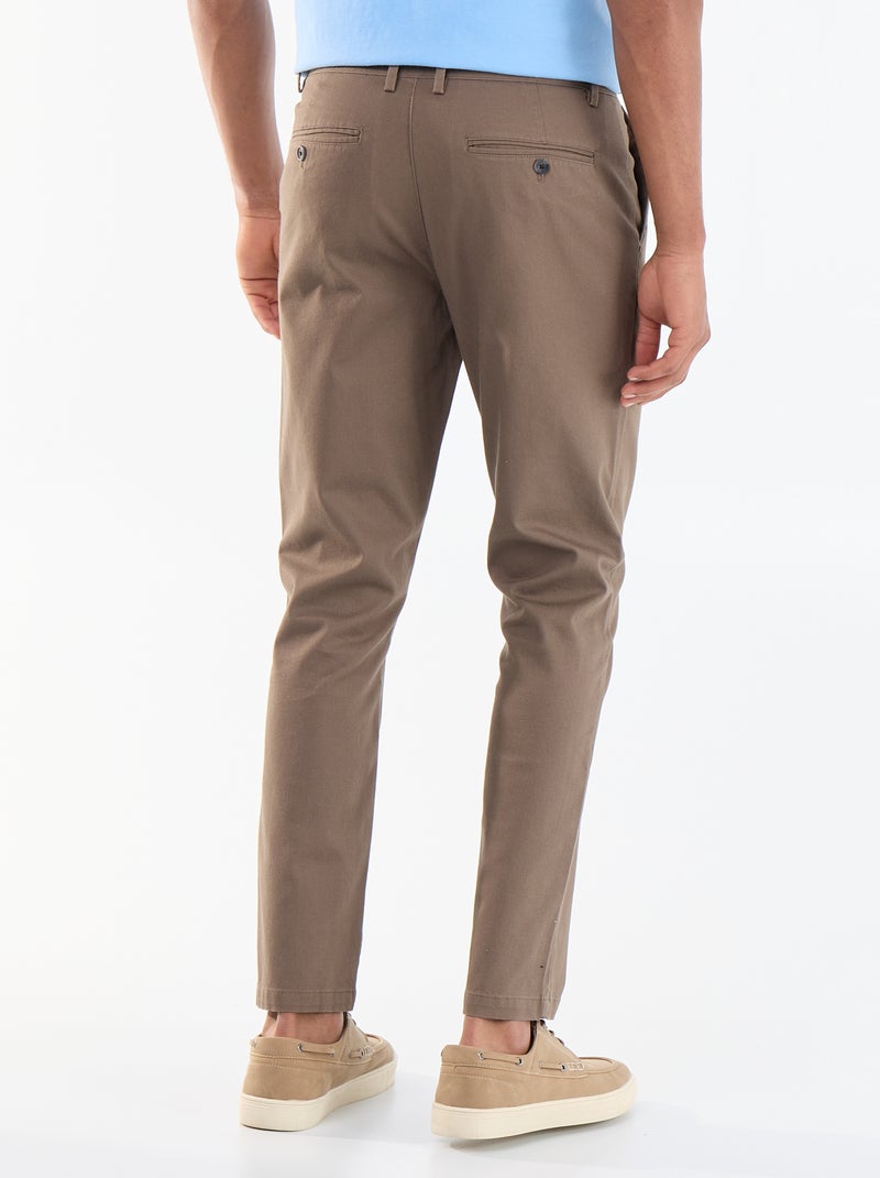Pantalon chino en twill Marron - Kiabi