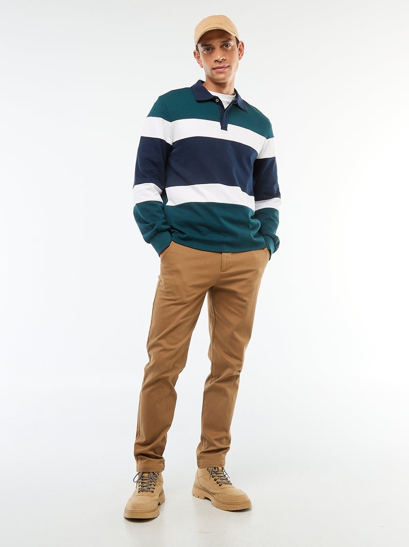 Pantalon chino en twill Marron - Kiabi