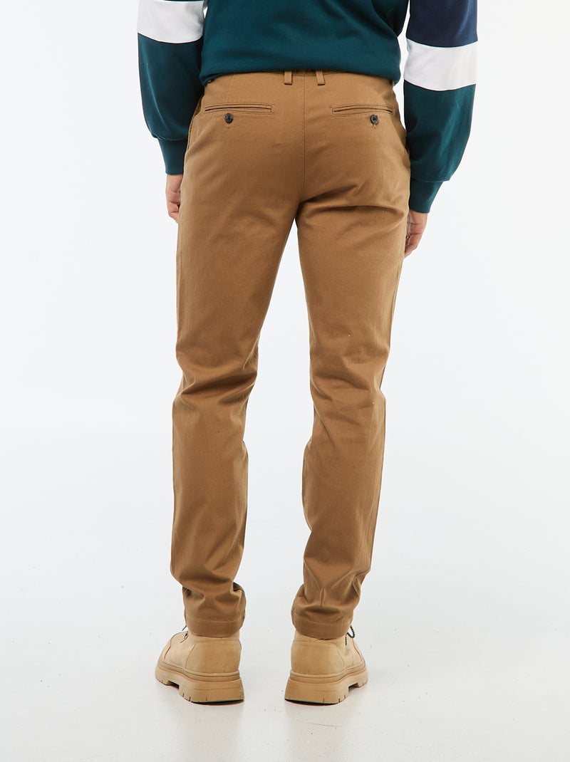 Pantalon chino en twill Marron - Kiabi