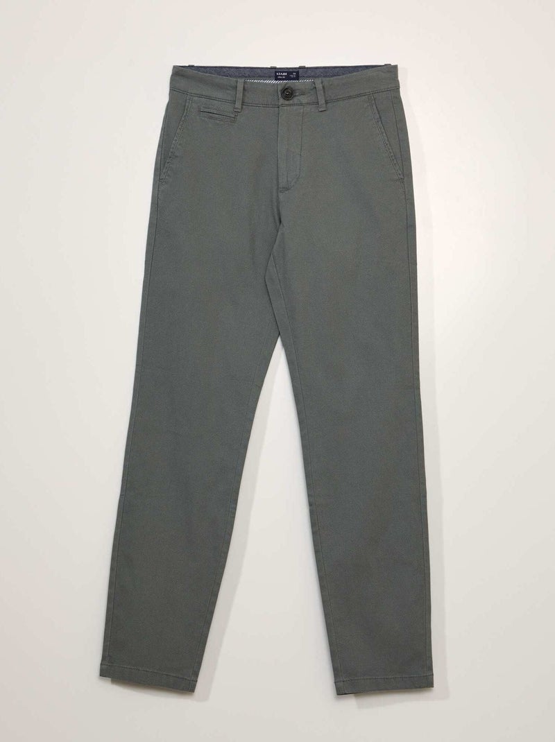 Pantalon chino en twill Vert - Kiabi
