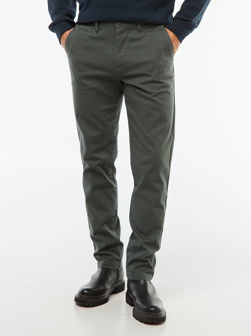 Pantalon chino en twill Vert - Kiabi