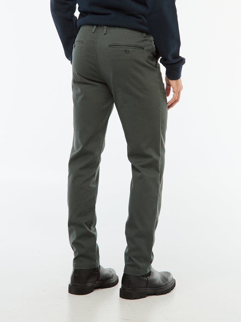 Pantalon chino en twill Vert - Kiabi
