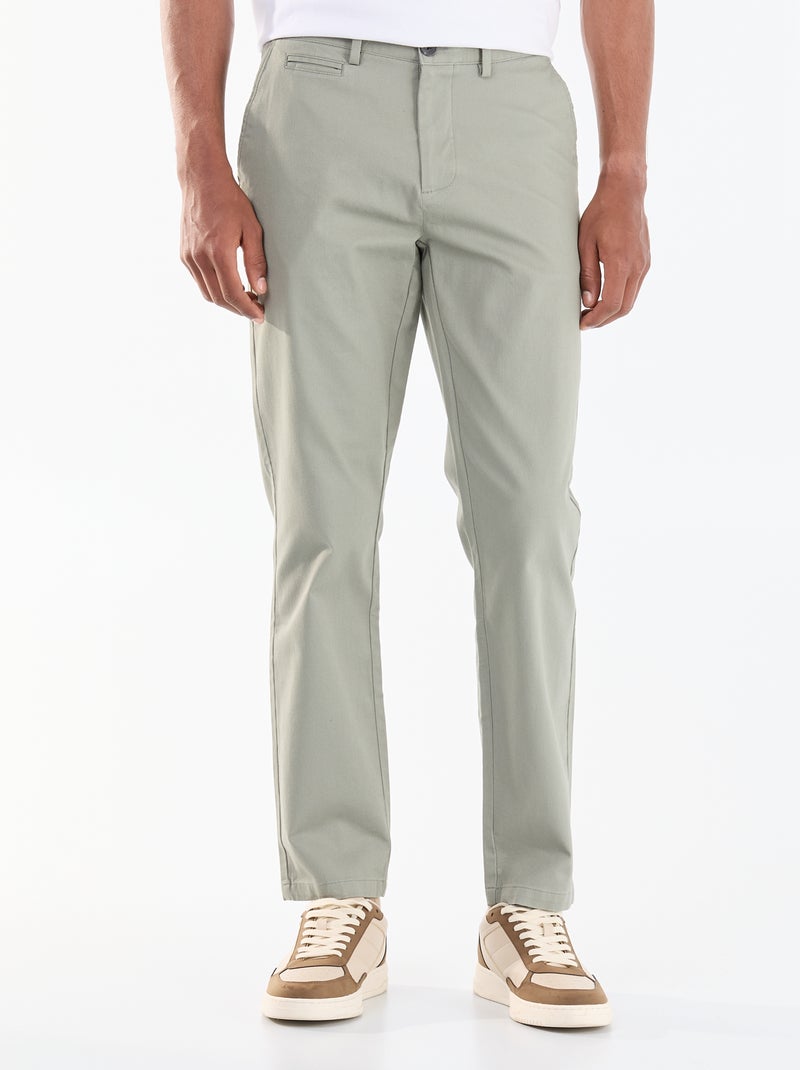 Pantalon chino en twill Vert - Kiabi