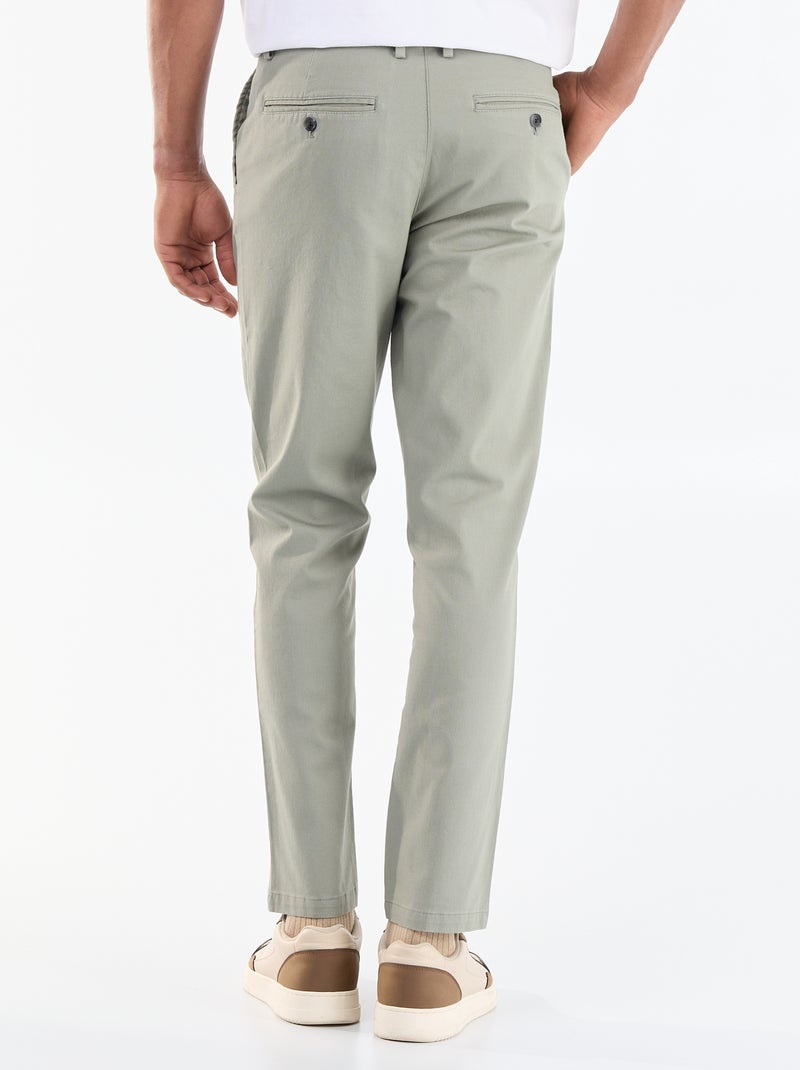 Pantalon chino en twill Vert - Kiabi