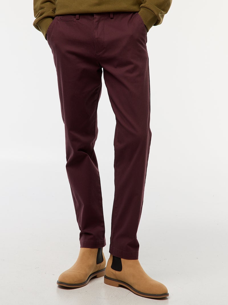 Pantalon chino en twill Violet - Kiabi