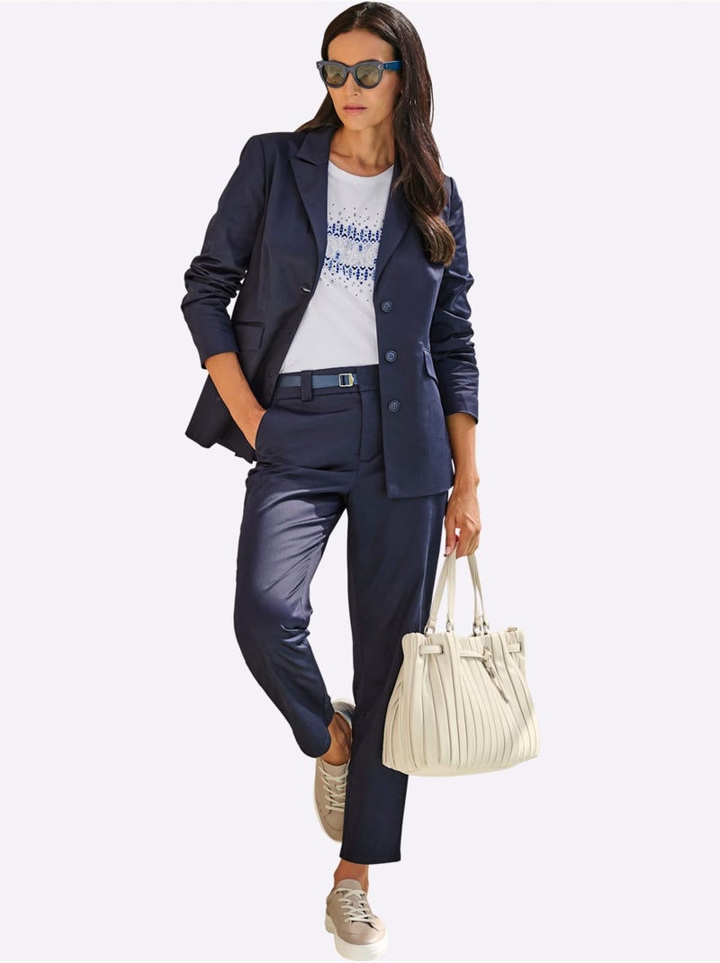 Pantalon Chino Fermeture Innovante - Taille Standard - helline Bleu marine - Kiabi