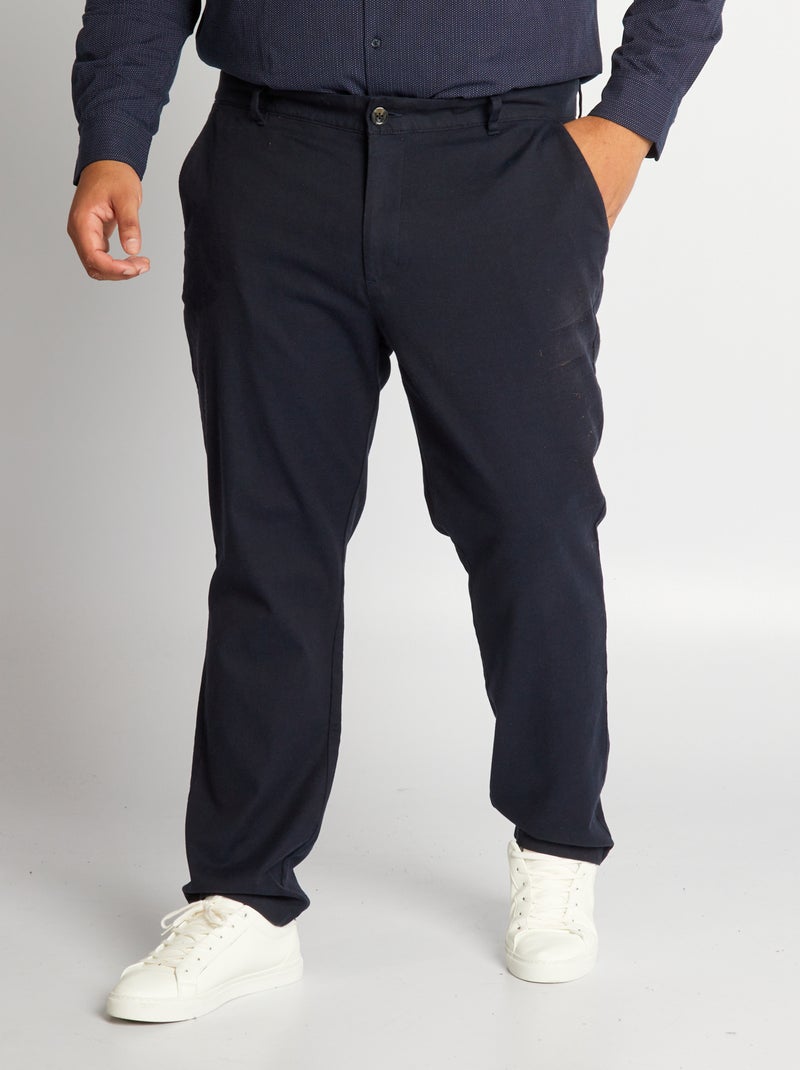 Pantalon chino fitté Bleu marine - Kiabi