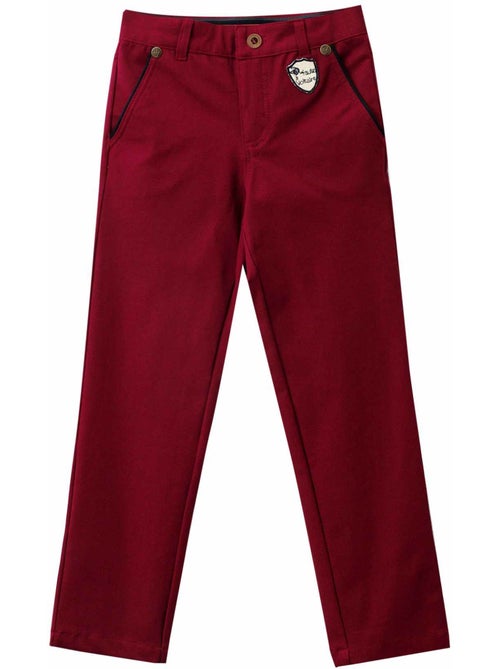 Pantalon Chino Garçon  Rouge Bdx  SAINCLAIR - La Faute à Voltaire - Kiabi