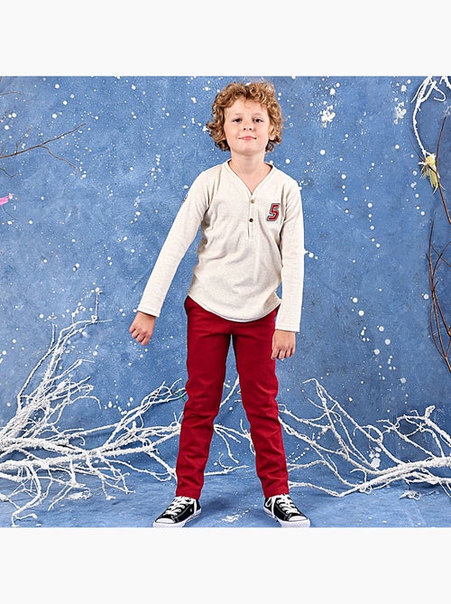 Pantalon Chino Garçon  Rouge Bdx  SAINCLAIR - La Faute à Voltaire - Kiabi
