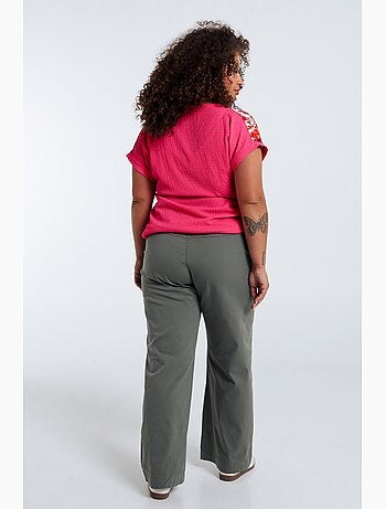 Pantalon chino jambe large uni PAPRIKA