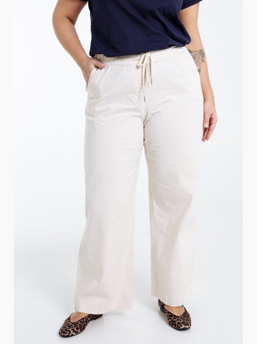 Pantalon chino jambe large uni PAPRIKA - Kiabi