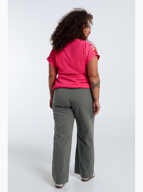 Pantalon chino jambe large uni PAPRIKA - Kiabi