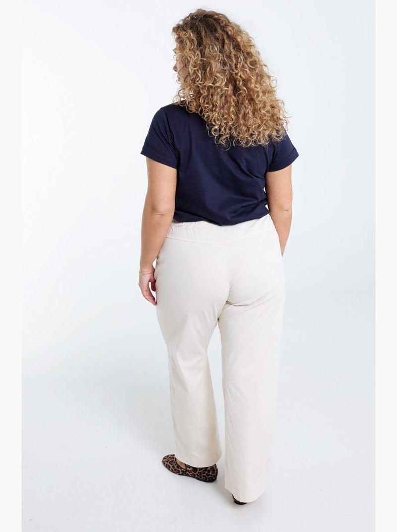Pantalon chino jambe large uni PAPRIKA Bleu marine - Kiabi