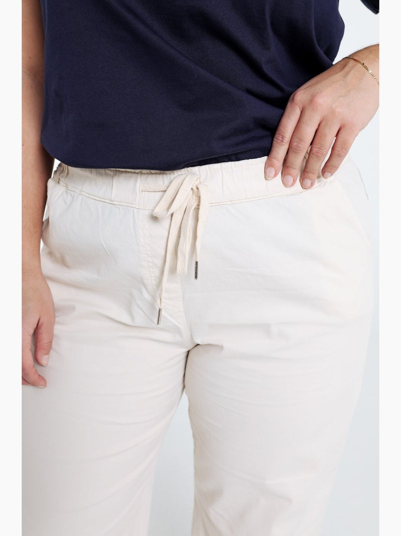 Pantalon chino jambe large uni PAPRIKA Bleu marine - Kiabi