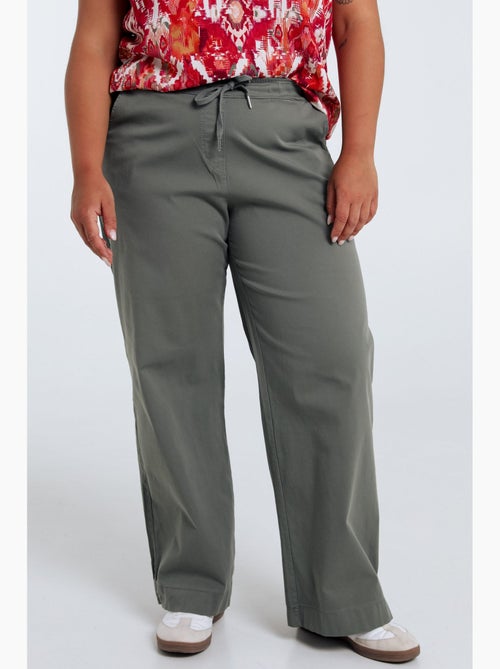 Pantalon chino jambe large uni PAPRIKA - Kiabi
