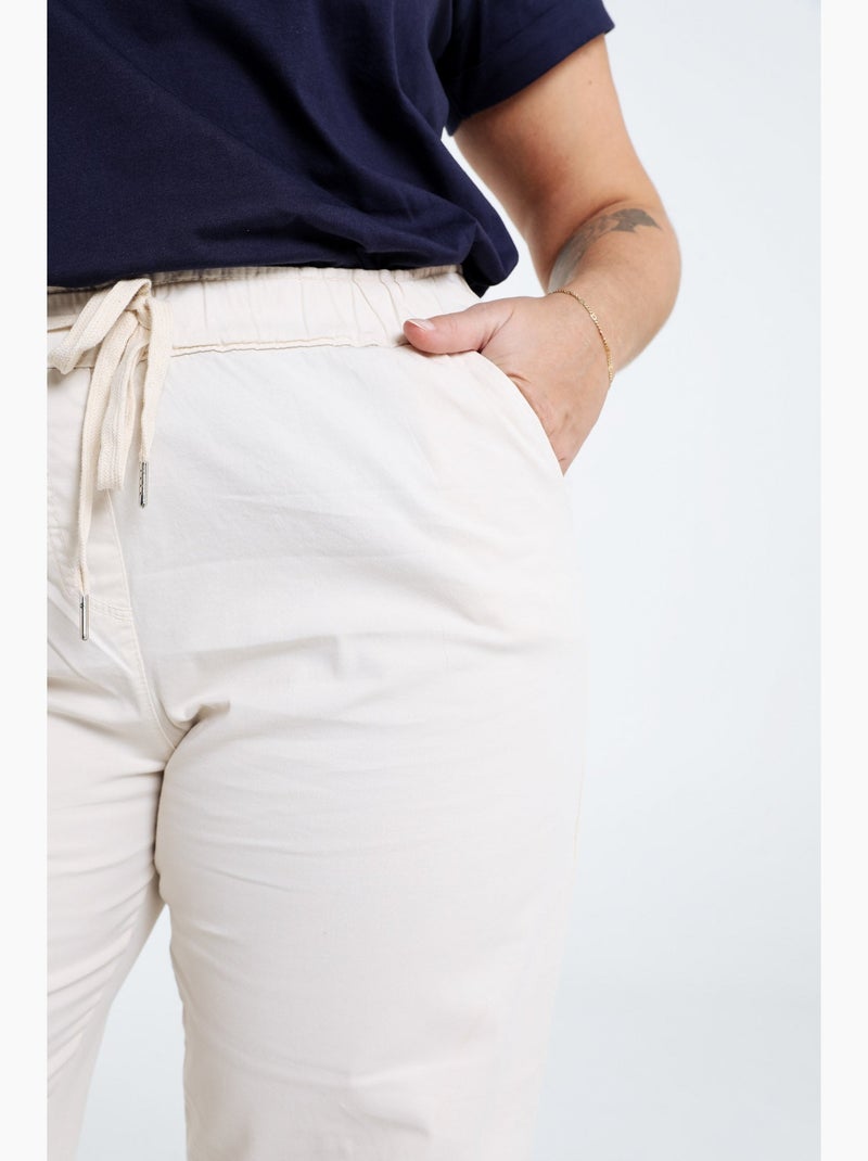 Pantalon chino jambe large uni PAPRIKA Kaki - Kiabi