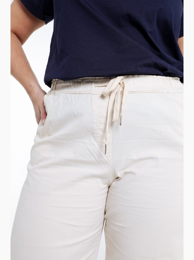 Pantalon chino jambe large uni PAPRIKA Kaki - Kiabi