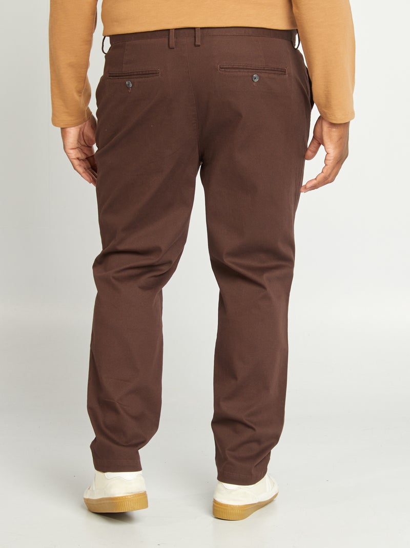 Chino Homme Kruze Skinny Extensible – Marron, Coupe Moderne Tendance Toute L’Année