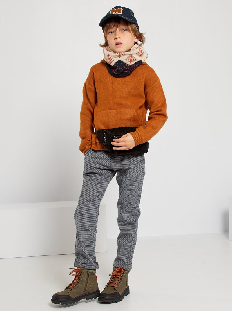 Pantalon chino 'pied de puce' carreaux - Kiabi