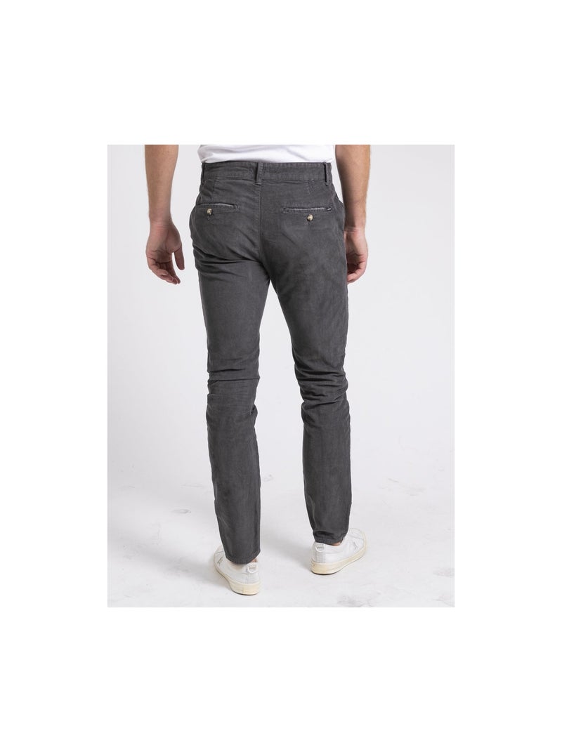Pantalon chino pur coton velours côtelé VARENNES Gris foncé - Kiabi