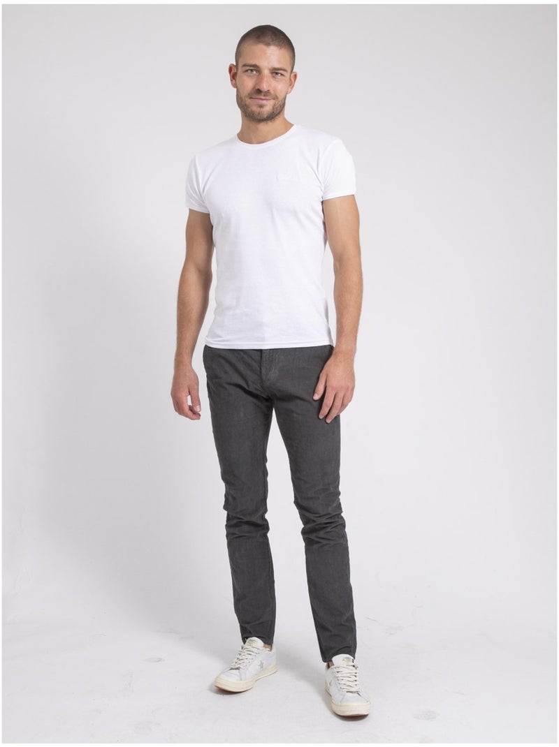 Pantalon chino pur coton velours côtelé VARENNES Gris foncé - Kiabi