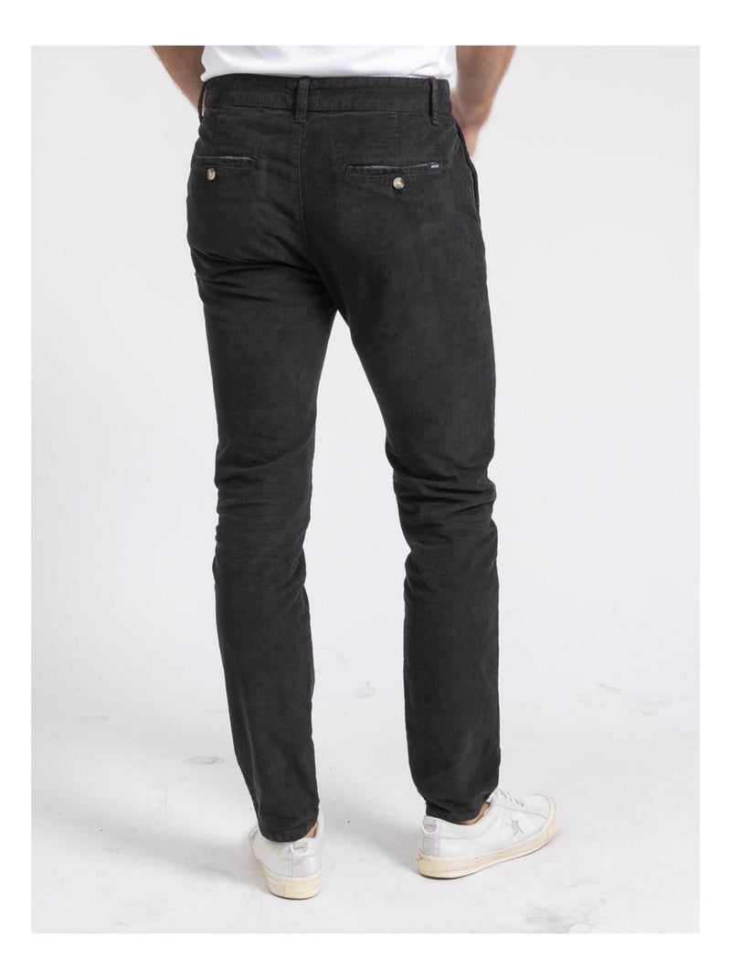 Pantalon chino pur coton velours côtelé VARENNES Noir - Kiabi