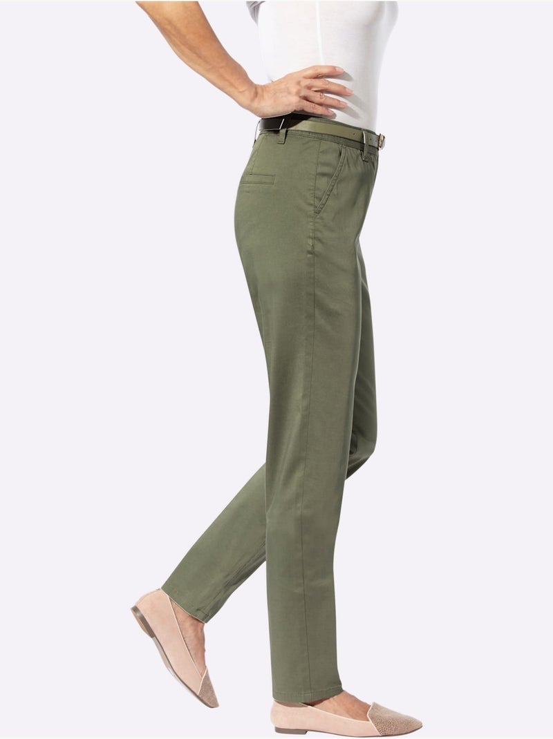 Pantalon chino qualité coton doux sur la peau - taille standard - witt Kaki - Kiabi