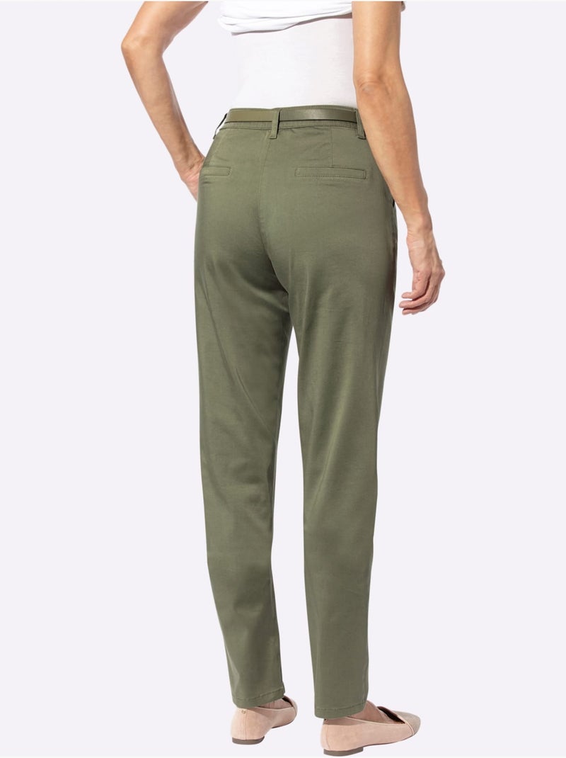 Pantalon chino qualité coton doux sur la peau - taille standard - witt Kaki - Kiabi