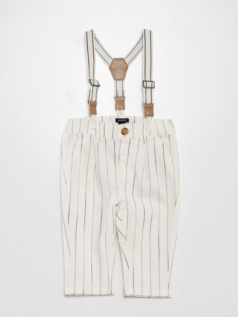 Pantalon chino rayé avec bretelles Blanc rayé - Kiabi