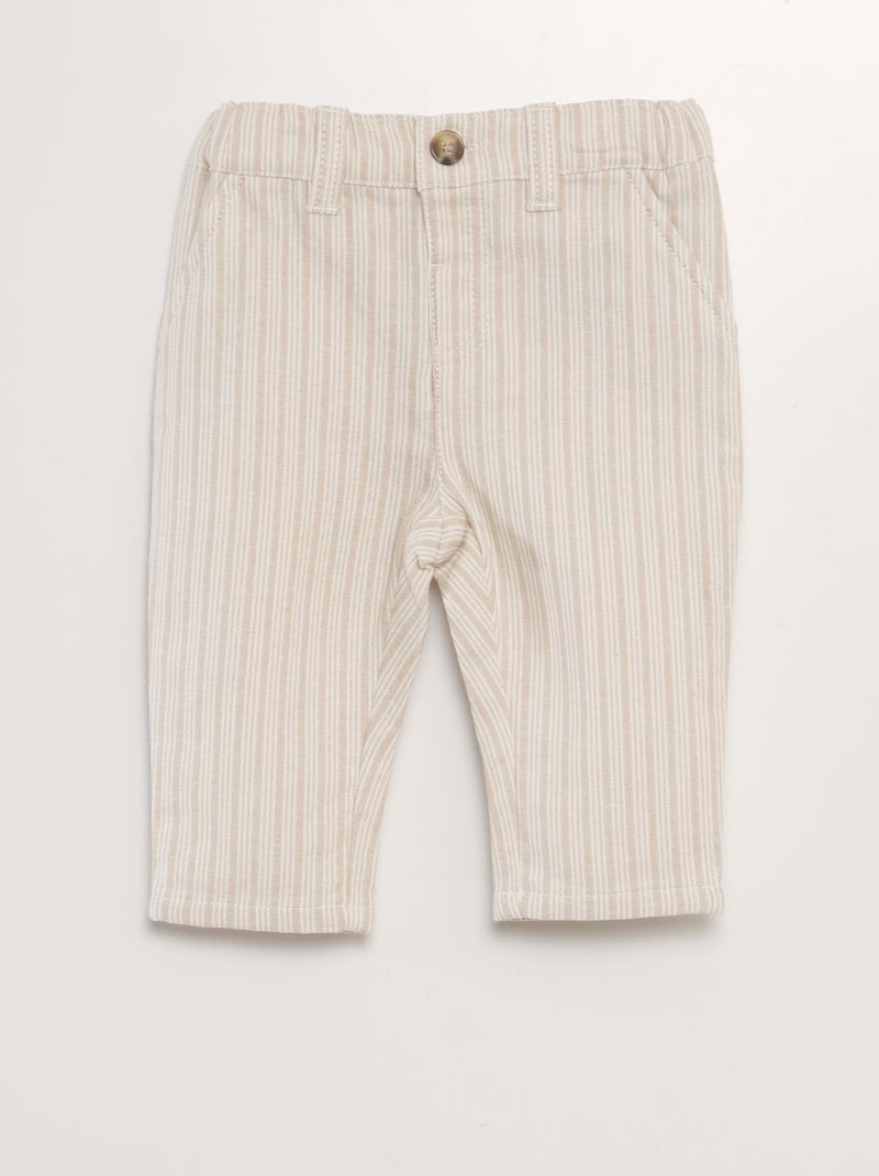 Pantalon chino rayé BLANC - Kiabi
