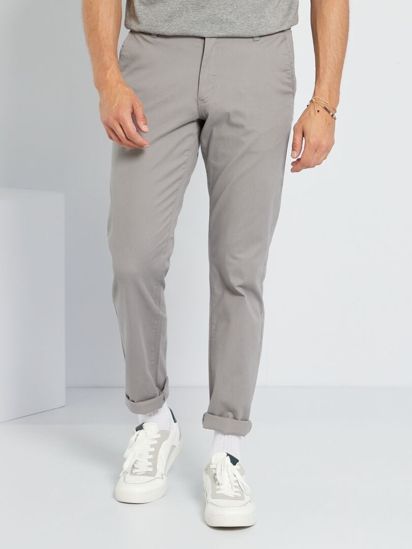 Pantalon chino regular - L32 Gris clair - Kiabi