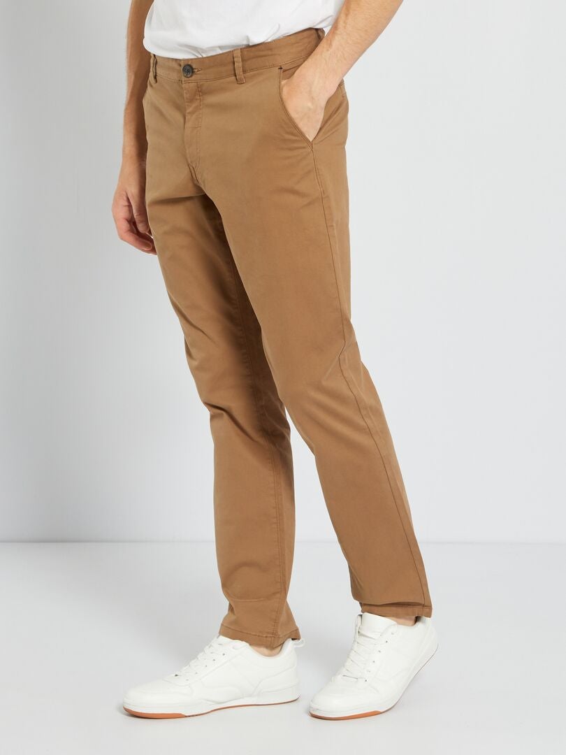 Pantalon chino regular - L32 marron - Kiabi