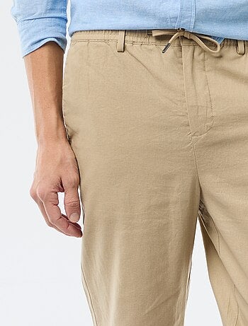 Pantalon chino regular en lin mélangé