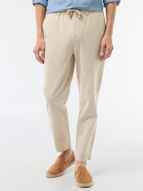 Pantalon chino regular en lin mélangé - Kiabi