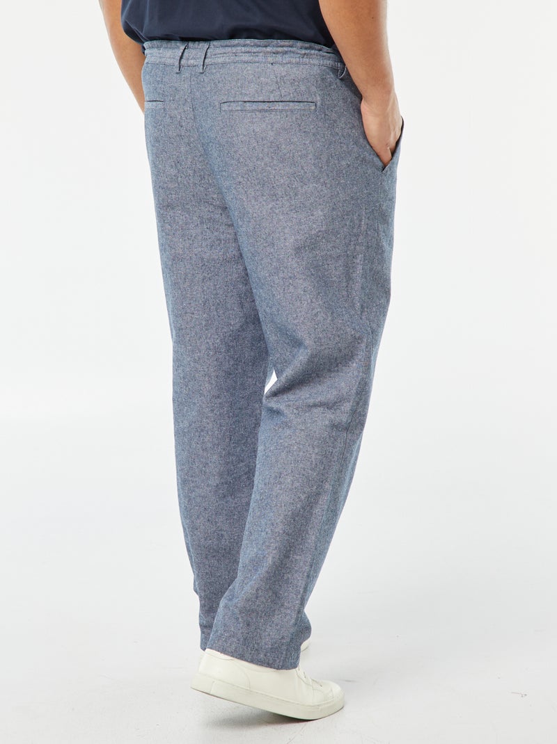 Pantalon chino regular en lin mélangé Bleu - Kiabi
