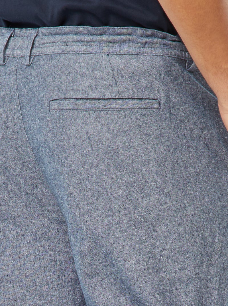 Pantalon chino regular en lin mélangé Bleu - Kiabi