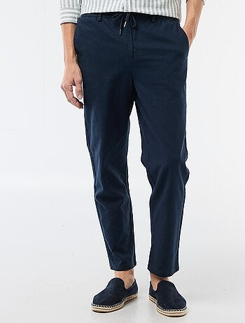 Pantalon chino regular en lin mélangé