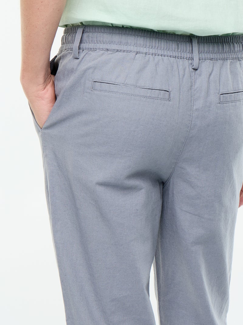 Pantalon chino regular en lin mélangé Gris - Kiabi