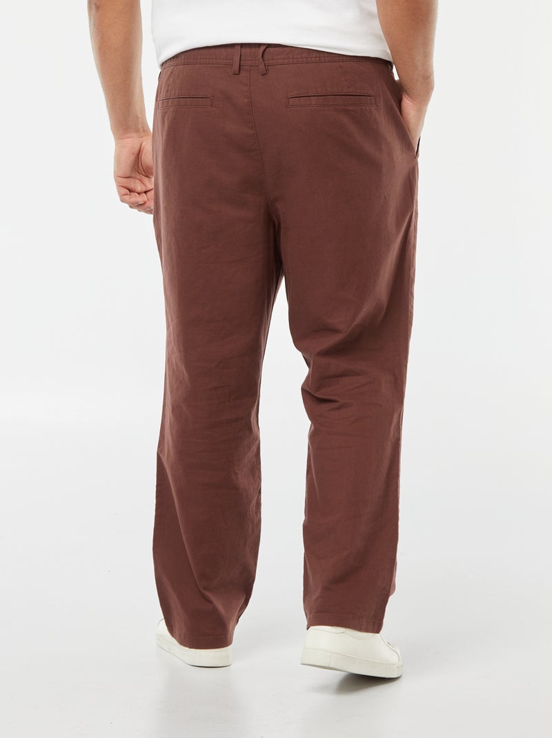 Pantalon chino regular en lin mélangé Marron - Kiabi