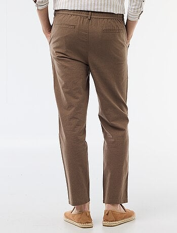 Pantalon chino regular en lin mélangé