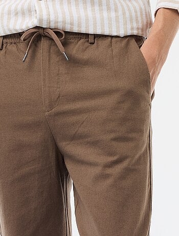 Pantalon chino regular en lin mélangé