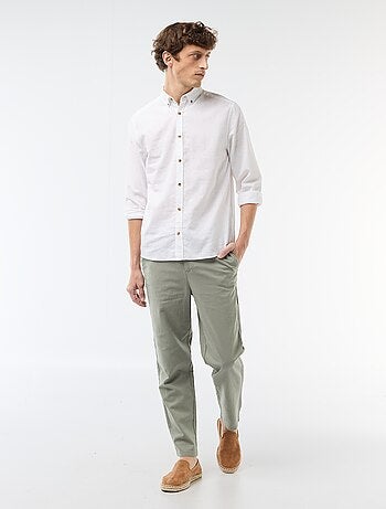 Pantalon chino regular en lin mélangé