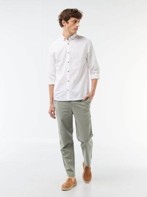 Pantalon chino regular en lin mélangé - Kiabi