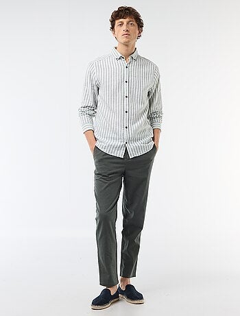 Pantalon chino regular en lin mélangé