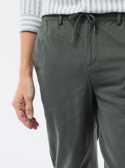 Pantalon chino regular en lin mélangé - Kiabi