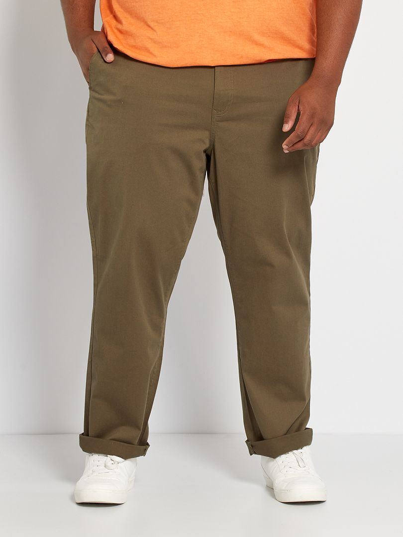 Pantalon chino regular L34 kaki - Kiabi