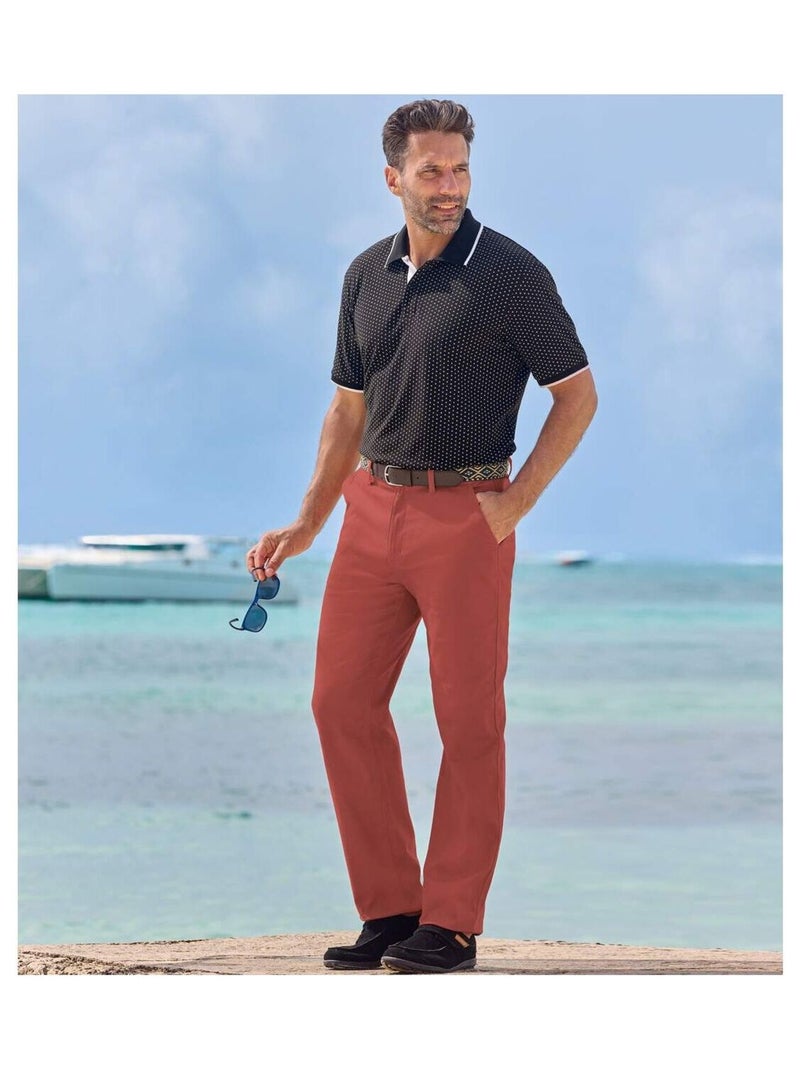 Pantalon Chino Regular Stretch Terracotta   - ATLAS FOR MEN Rouge brique - Kiabi